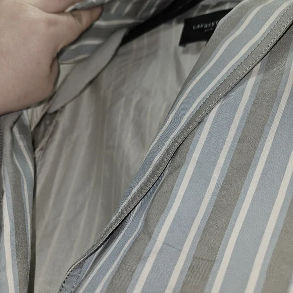 Lafayette 148 New York Blue And Gray Striped Blazer With Shoulder Pads! - Picture 7 of 7